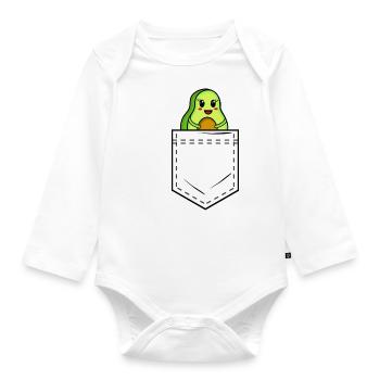 Shirt pocket with sweet avocado - Organic Longsleeve Baby Bodysuit - white - Front