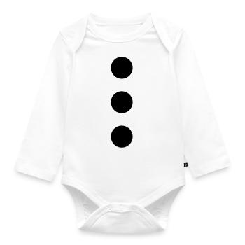 Costume de bonhomme de neige pierres noires points cercles - Body Bébé bio manches longues - blanc - Devant