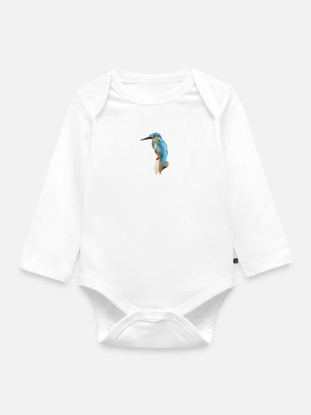Polígono kingfisher - Langærmet babybody, økologisk bomuld - hvid