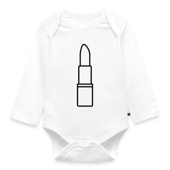 Lippenstift - Baby Bio-Langarm-Body - Weiß - Vorne