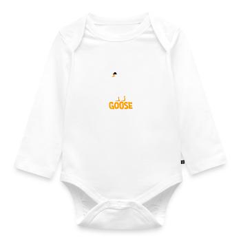 Silly Goose with a hat - Organic Longsleeve Baby Bodysuit - white - Front