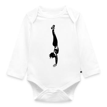 Woman in a Handstand / Gift Idea - Organic Longsleeve Baby Bodysuit - white - Front