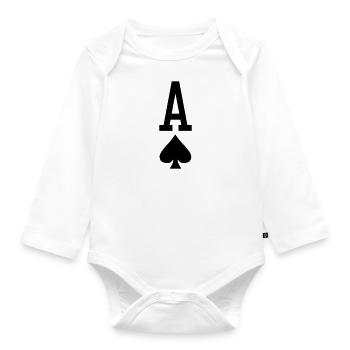 Carte à jouer au poker - As de pique - Body Bébé bio manches longues - blanc - Devant