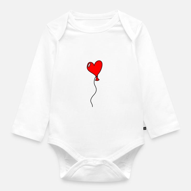 Herz Luftballon Liebe - Baby Bio-Langarm-Body - Weiß
