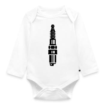 Zündkerze / spark plug (1c) - Organic Longsleeve Baby Bodysuit - white - Front