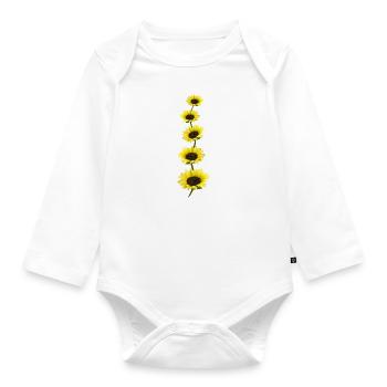 Sonnenblumen Girlande Blumenranke Blumen Ranke - Baby Bio-Langarm-Body - Weiß - Vorne