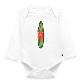 Angry cucumber, cucumbers, comic, cucumber - Organic Longsleeve Baby Bodysuit - white - Front