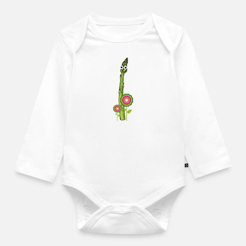 asperges, asperges vertes - Body Bébé bio manches longues - blanc