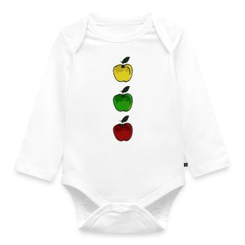 Pommes multicolores / pommes colorées - Body Bébé bio manches longues - blanc - Devant