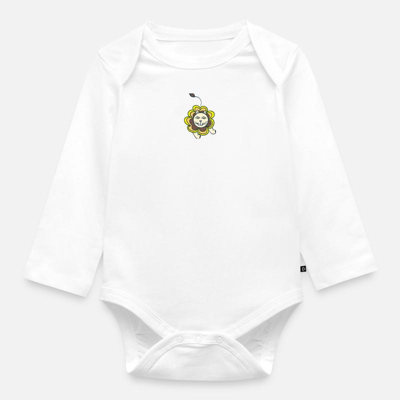 Lion - Body Bébé bio manches longues - blanc