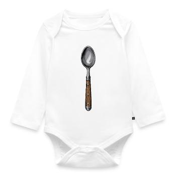 Hand Drawn Spoon Illustration - Organic Longsleeve Baby Bodysuit - white - Front