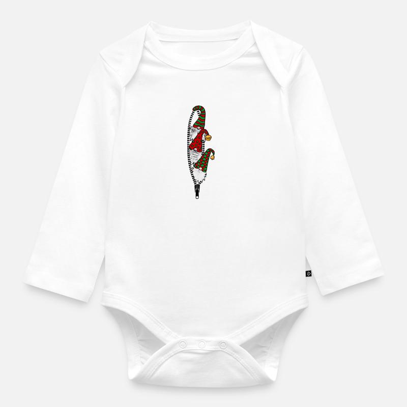 Trois Gnomes Vacances Noël - Body Bébé bio manches longues - blanc