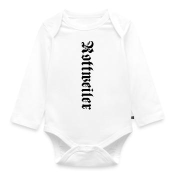 Rotweiler Schrift Arm - Baby Bio-Langarm-Body - Weiß - Vorne