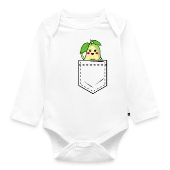 Poche chemise avec avocat sucré - Body Bébé bio manches longues - blanc - Devant
