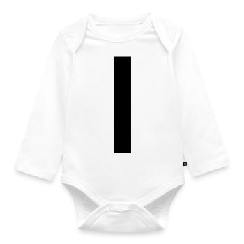 STRICH - Hochstrich - Ein vertikaler Strich - LINE - Baby Bio-Langarm-Body - Weiß - Vorne