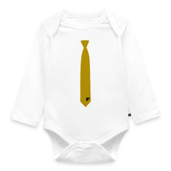Tie Shirt (T-Shirt mit Krawatte) Gold - Baby Bio-Langarm-Body - Weiß - Vorne