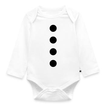 Bonhomme de neige Costume Carnaval Pierres Points Noirs - Body Bébé bio manches longues - blanc - Devant