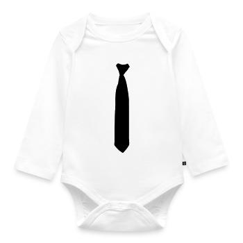 Tie - Organic Longsleeve Baby Bodysuit - white - Front