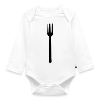 fork hungry - Organic Longsleeve Baby Bodysuit - white - Front