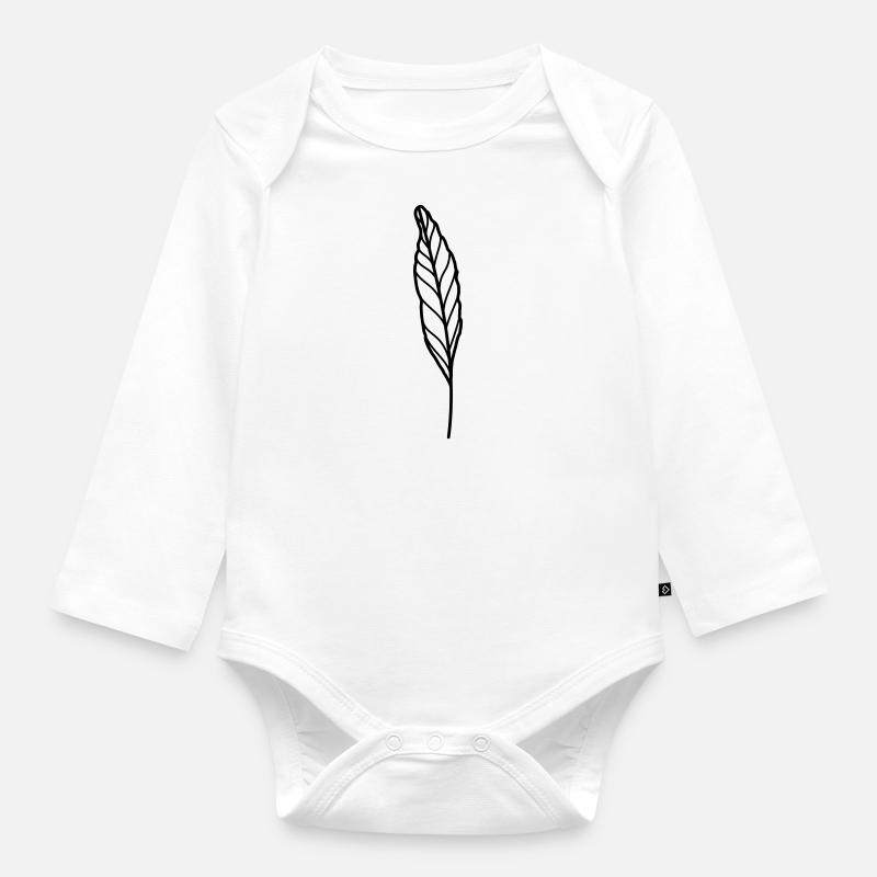 feuille - Body Bébé bio manches longues - blanc