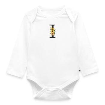 I Monogram Sunflowers - Organic Longsleeve Baby Bodysuit - white - Front