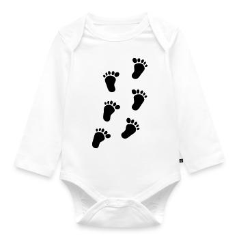 baby feet - Organic Longsleeve Baby Bodysuit - white - Front