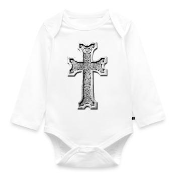 Arménien pierre Croix de pierre blanche / Arménien - Body Bébé bio manches longues - blanc - Devant