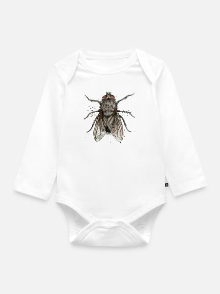 Fliege - Baby Bio-Langarm-Body - Weiß