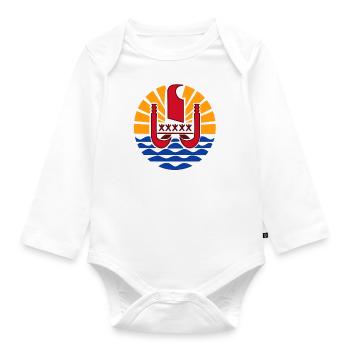 Nationalwappen von Französisch-Polynesien - Baby Bio-Langarm-Body - Weiß - Vorne