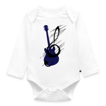 Distorted note key and guitar - Organic Longsleeve Baby Bodysuit - white - Front