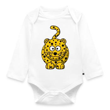 Leopard - Baby Bio-Langarm-Body - Weiß - Vorne