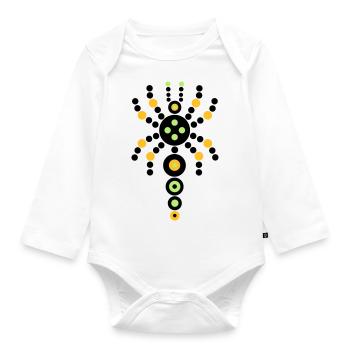 Schmetterling Raupe Amulett / VEKTOR Halskette - Baby Bio-Langarm-Body - Weiß - Vorne