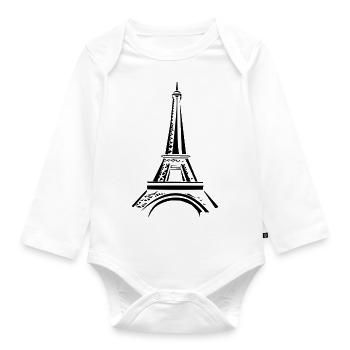 Eiffel Tower - Organic Longsleeve Baby Bodysuit - white - Front