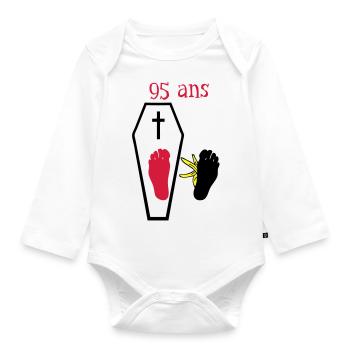 95 years foot falls another banana skin - Organic Longsleeve Baby Bodysuit - white - Front