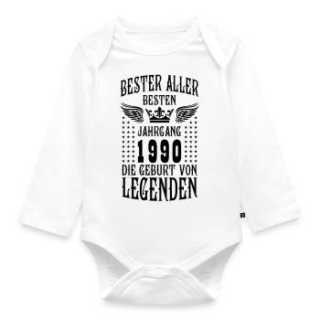 Bester Aller Besten Jahrgang 1990 King Queen Crown - Baby Bio-Langarm-Body - Weiß - Vorne