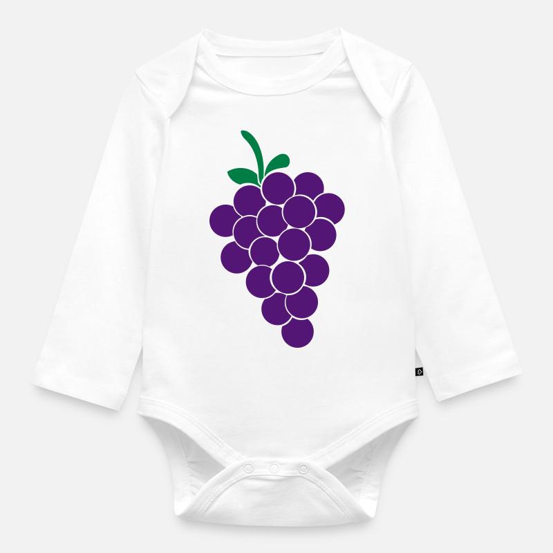 raisins - Body Bébé bio manches longues - blanc