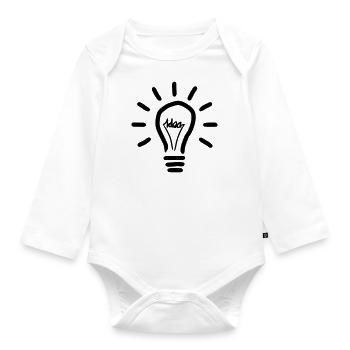 Glühbirne Idee Drahtschrift - Baby Bio-Langarm-Body - Weiß - Vorne
