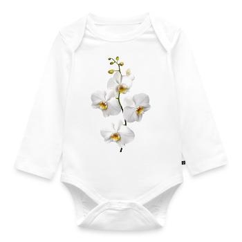 Orchideen - Baby Bio-Langarm-Body - Weiß - Vorne