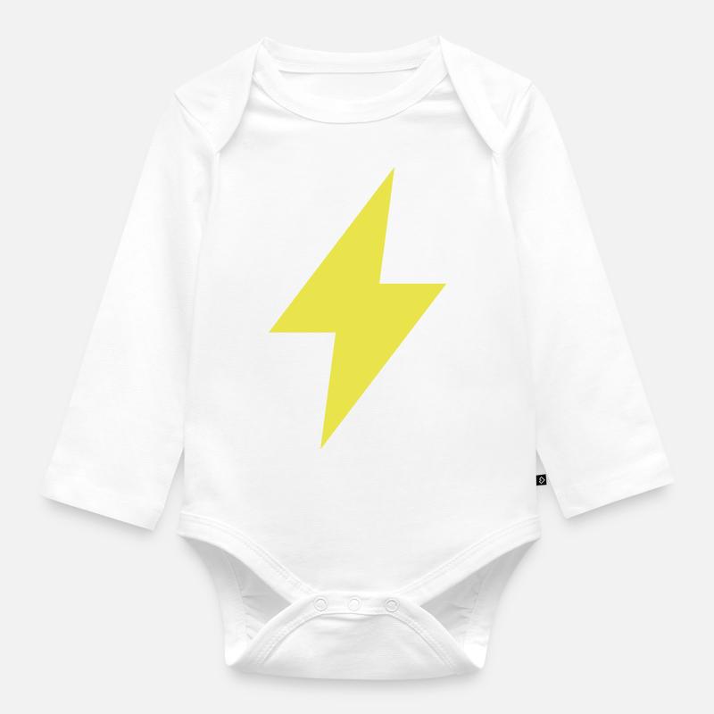 Lightning icon - Thunder - Flash - Organic Longsleeve Baby Bodysuit - white