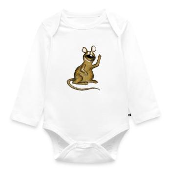 Ratten Cartoon, Geschenk zB Geburtstag, Nerd Ratte - Baby Bio-Langarm-Body - Weiß - Vorne
