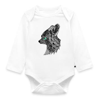 Tier-Tattoo & Tribals, Geschenk zB Geburtstag - Baby Bio-Langarm-Body - Weiß - Vorne