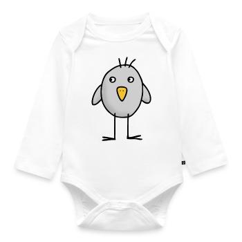Wagtail - Cool bird with long legs - Organic Longsleeve Baby Bodysuit - white - Front