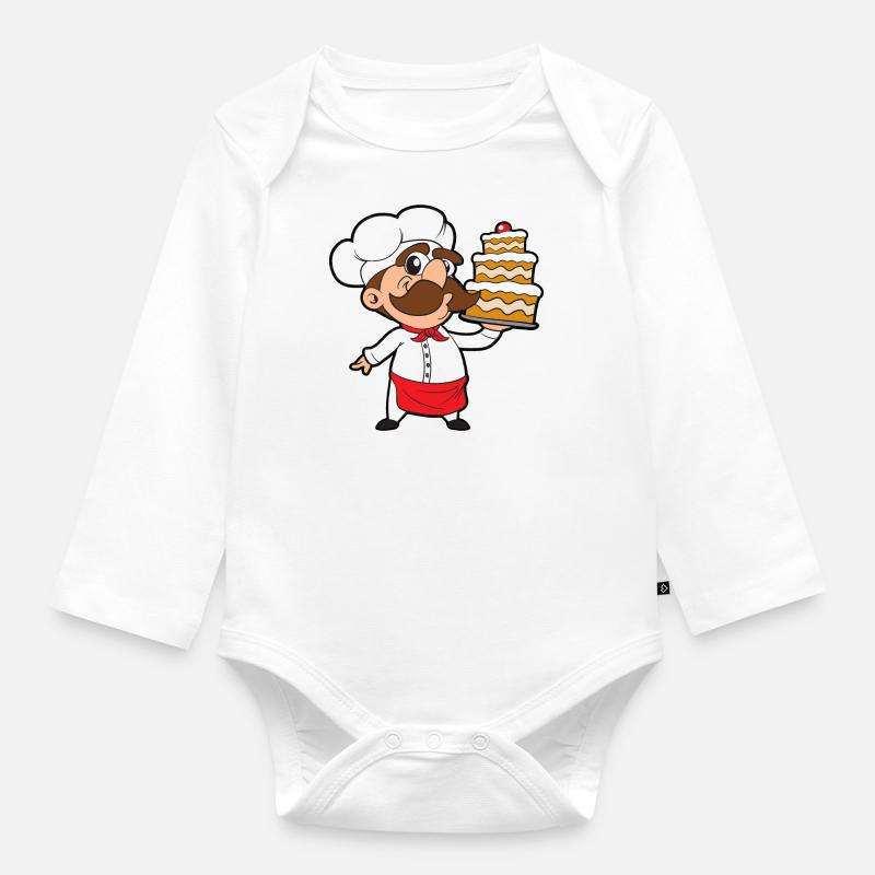 Kuchen Bäcker Bäckerei Backen - Baby Bio-Langarm-Body - Weiß