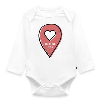 Standort | the place to be | Koordinaten eingeben - Baby Bio-Langarm-Body - Weiß - Vorne