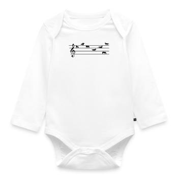 Notenschlüssel Pferd Fohlen Pferdeliebe Geschenk - Baby Bio-Langarm-Body - Weiß - Vorne