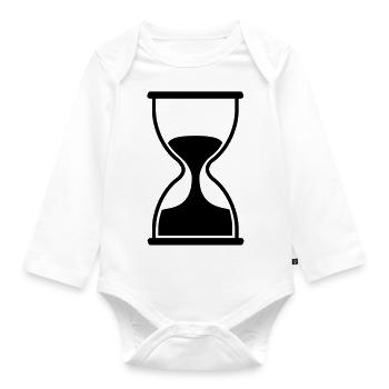 sanduhr_f1 - Organic Longsleeve Baby Bodysuit - white - Front