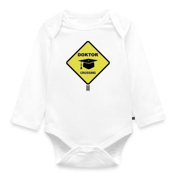 Docteur signe avec cadeau de mortier Thèse de doctorat - Body Bébé bio manches longues - blanc - Devant