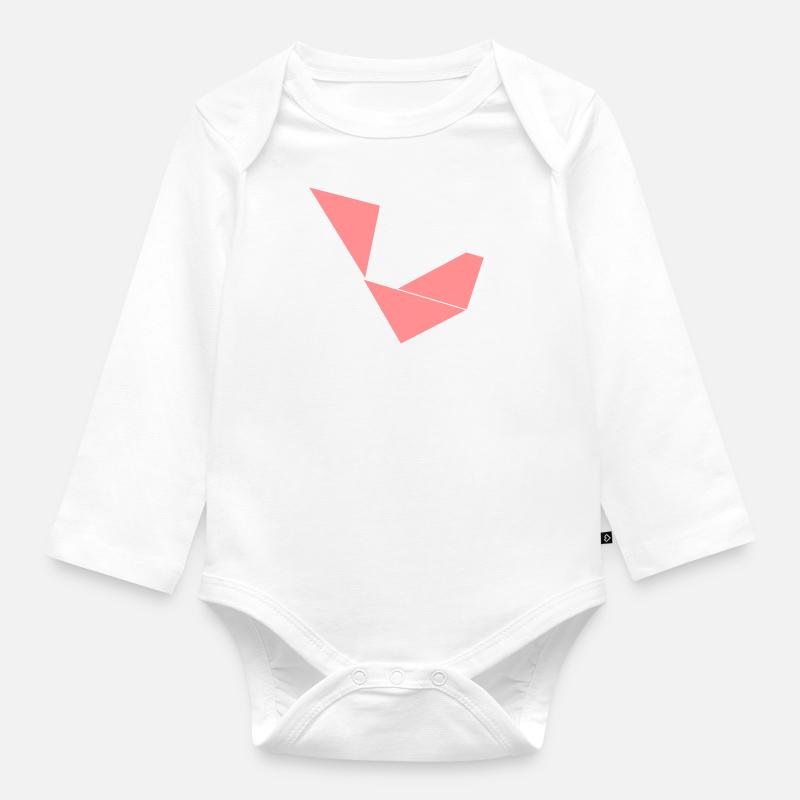 origami oiseau - Body Bébé bio manches longues - blanc