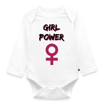 Puissance de la femme avec le symbole de la femme - Body Bébé bio manches longues - blanc - Devant