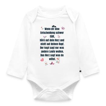 Das Herz sagt was du willst - Baby Bio-Langarm-Body - Weiß - Vorne